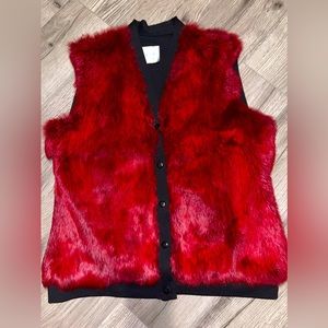 Jeff Gallano Beautiful Burgandy Faux Fur Button Down Women’s Vest Made In France